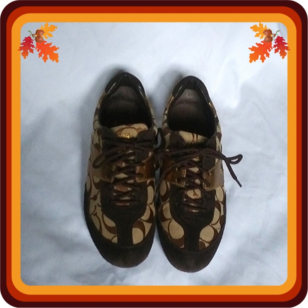 Coach Brown & Gold Lexey Signature Shoes
